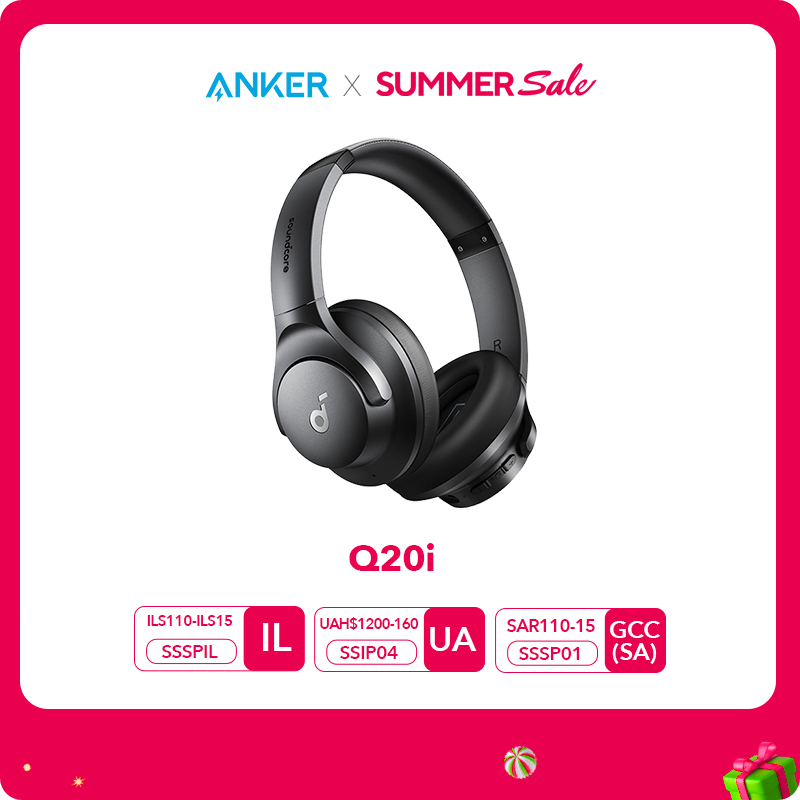  soundcore by Anker Q20i Hybrid Active Noise Cancelling Headphones Wireless Over-Ear Bluetooth 40H Long ANC Playtime 