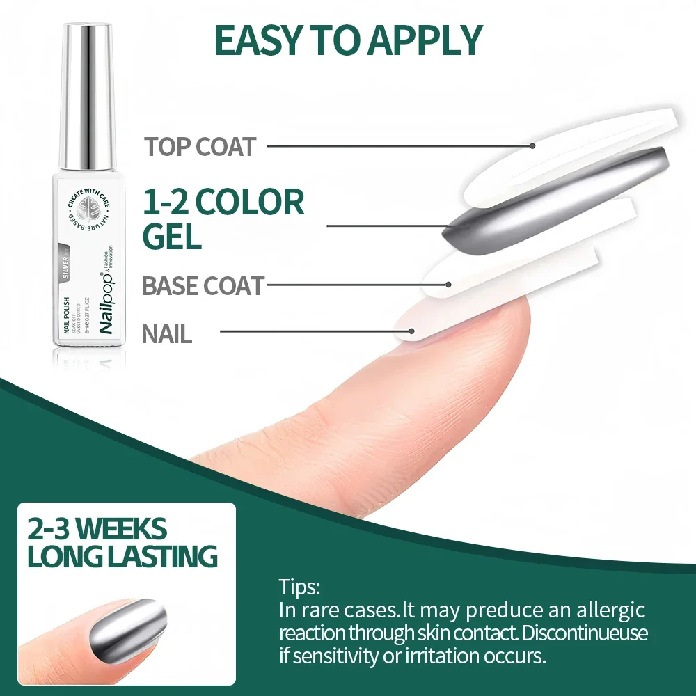 NAILPOP Gel Nail Polish Liner 8ML 5 Colors Nail Art Paint Gel for French Tips Swirls DIY Manicure Soak Off UV Cure with Brush - 6