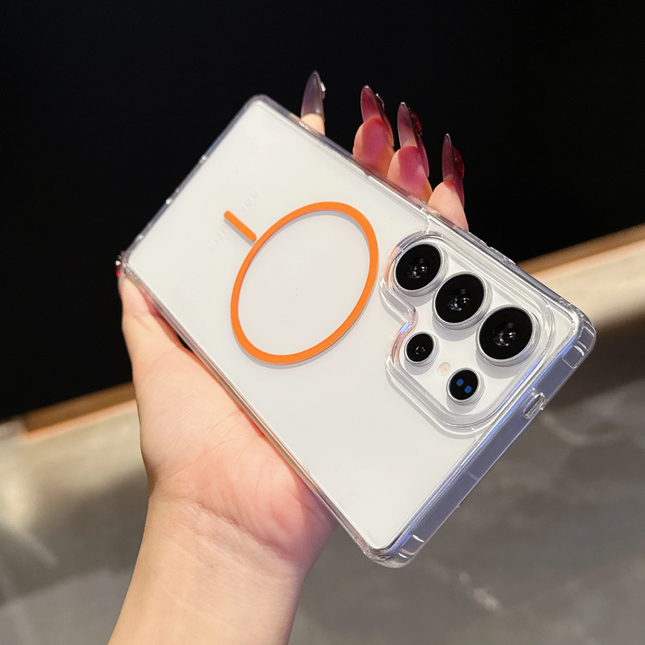 Ultra-Thin HD Clear Magnetic Phone Case with Wireless Charging Compatibility - Acrylic Hard MagSafe Cover