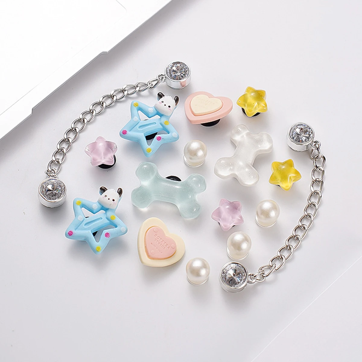 Shoe Charms for Clogs Silver Color DIY Accessories Cute & Edgy Butterfly Pearl Chains Flower Animals Decor Fashion For Sandals