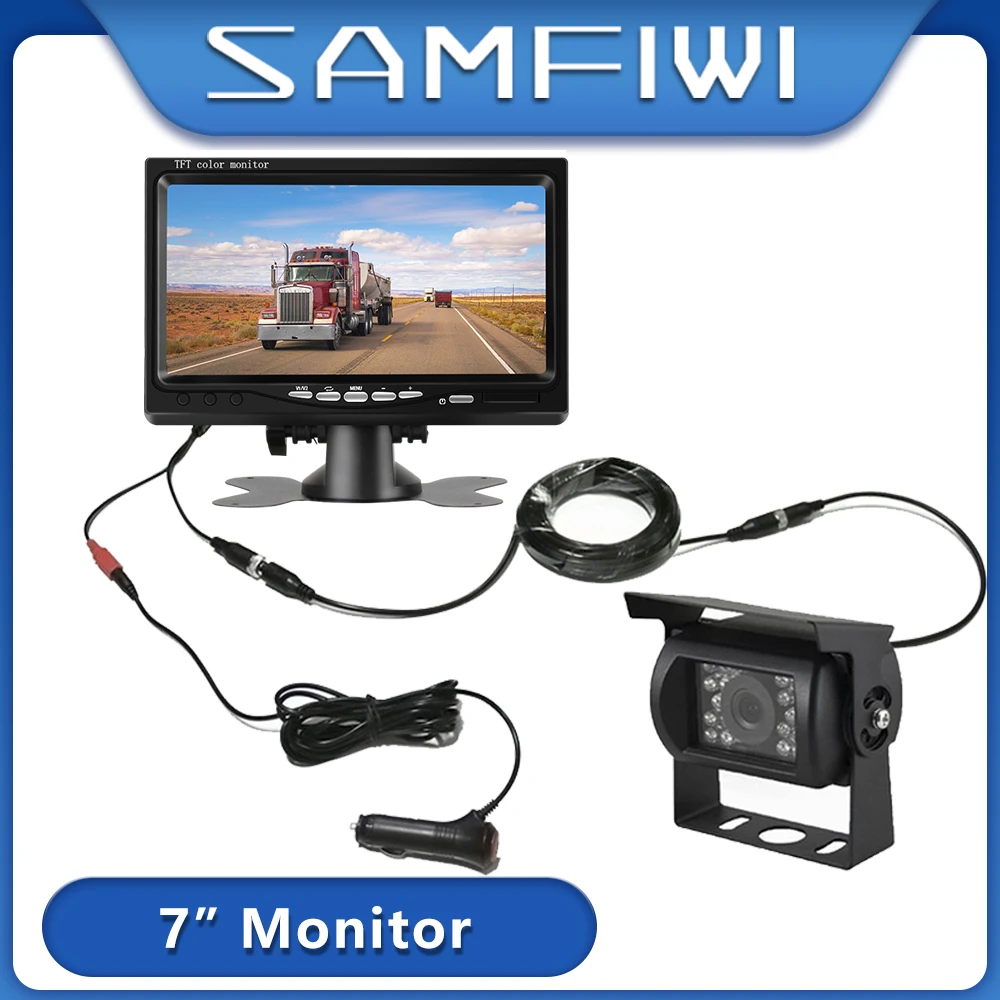 

7" LCD Color TFT Truck Monitor IR LED Back up Reverse Camera 4-pin Connector 800*480 for Bus Truck RV