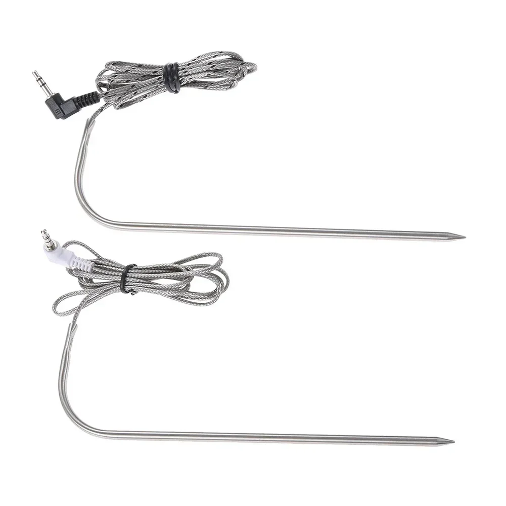 2 Pcs Meat Probes With Clips BBQ Grill Mtal For Traeger Grills Wood Pellet Oven Meat Probe PT1000 Kitchen,Dining Bar Accessories