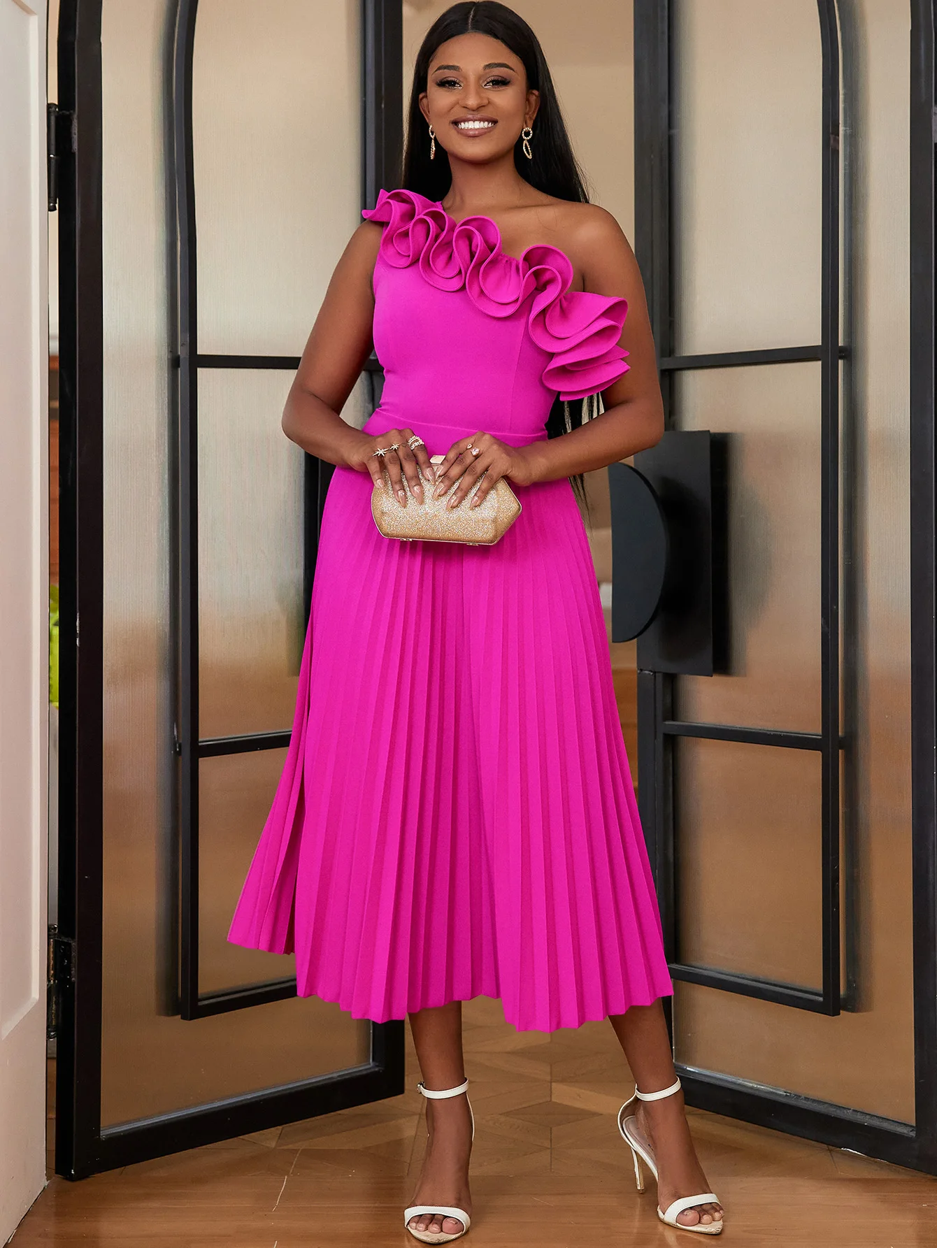 ワンピース Rose muse Chiffon pleated dress chiffon pleated dress – BUNNY APARTMENT