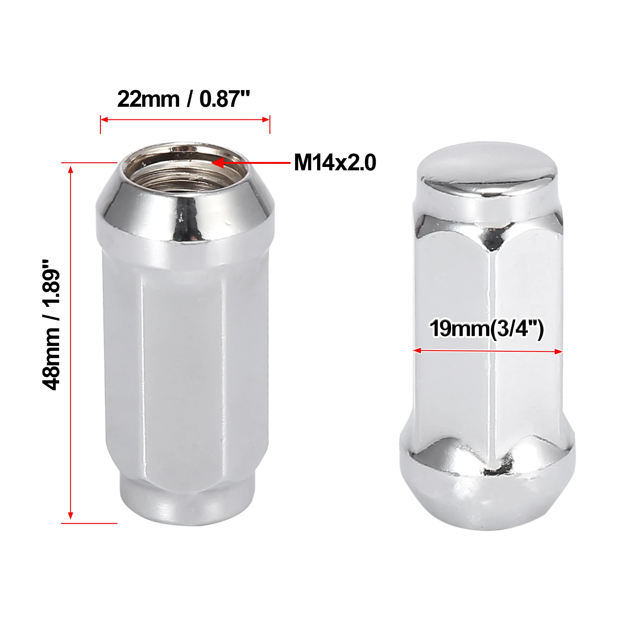 20 x M14 x 1.5, 21mm Hex Ford Transit Alloy Wheel Nuts (Zinc