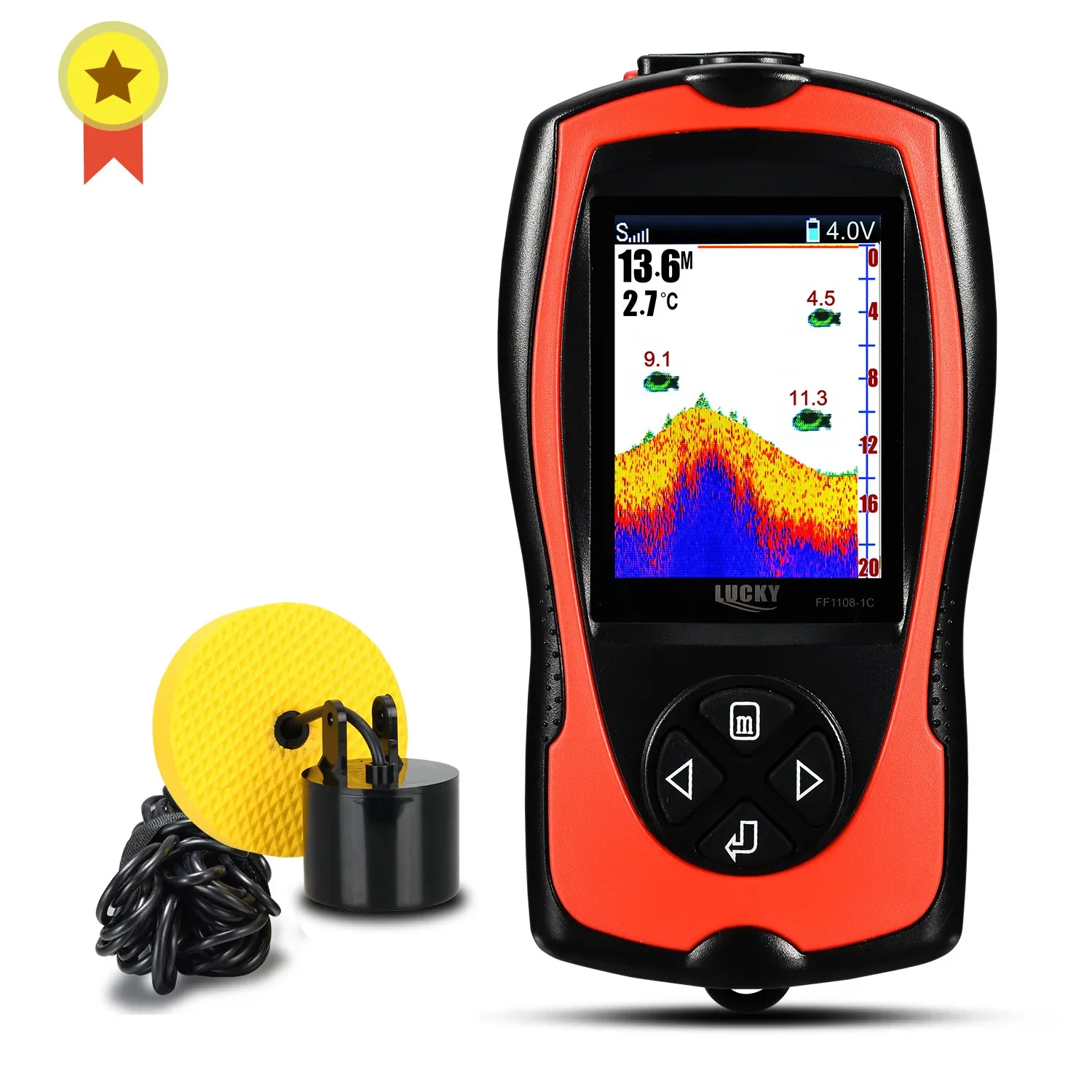 

LUCKY FF1108-1CT Portable Sonar Fish Finder 100M Depth Echo Sounder Finder 2.4inch TFT Color LCD Fishfinder Lake Sea Fishing