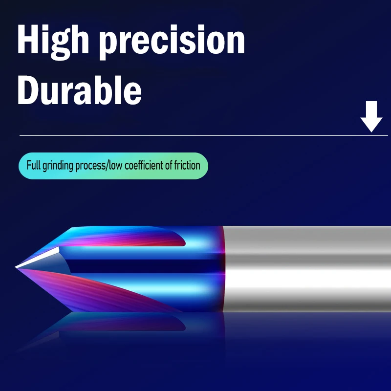 HRC65 Afschuining Frees 3-12Mm 90 Graden Carbide End Mill Cnc Router Bit Nano Blauw Gecoat 2 3 Fluiten Frezen