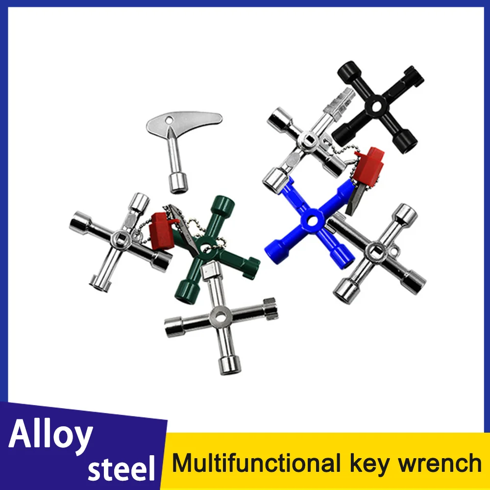 Electric Cabinet Car Elevator Cross Key Wrench Water Meter Valve Key Internal Triangle Wrench Multi-purpose Tool Portable