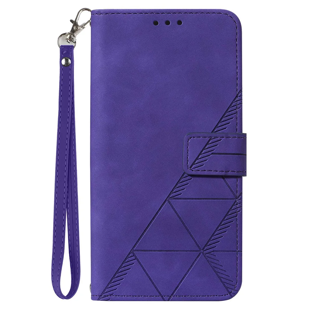 Geometric Leather Wallet Phone Case with Card Slots and Back Cover