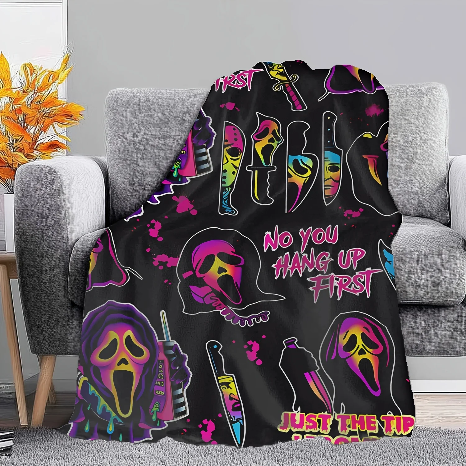 Halloween Horror Movie Blanket,Halloween Small Blanket,Soft Flannel Bed Blanket Living Room Sofa Bedroom Decoration Gift 2