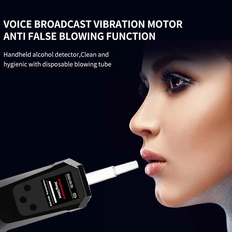 Yingshiwei Semiconductor high-precision smart sensor handheld alcohol detector tester with hygienic disposable blowpipe Printer