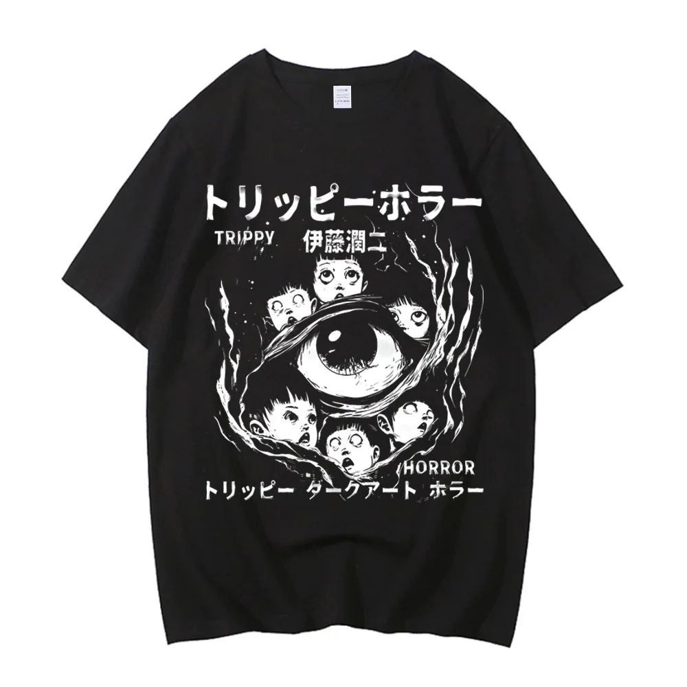 Junji Ito T Shirt Men Punk Hip Hop Tees High Quality Cotton Casual T-shirt Anime Graphic Tees Unisex Streetwear Male