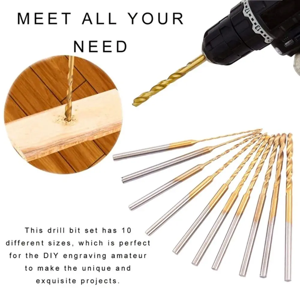High Speed Steel Gold Twist Drill Bits for Wood Carving DIY
