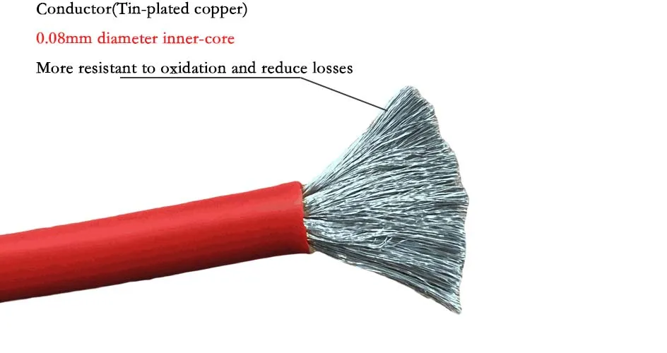 Description Picture 5 of itemSolar Battery Cable 8 6 4 2 0 AWG Power Extension Cable Tinned Copper Automotive Connection Wire 20CM 30CM 50CM 100CM
