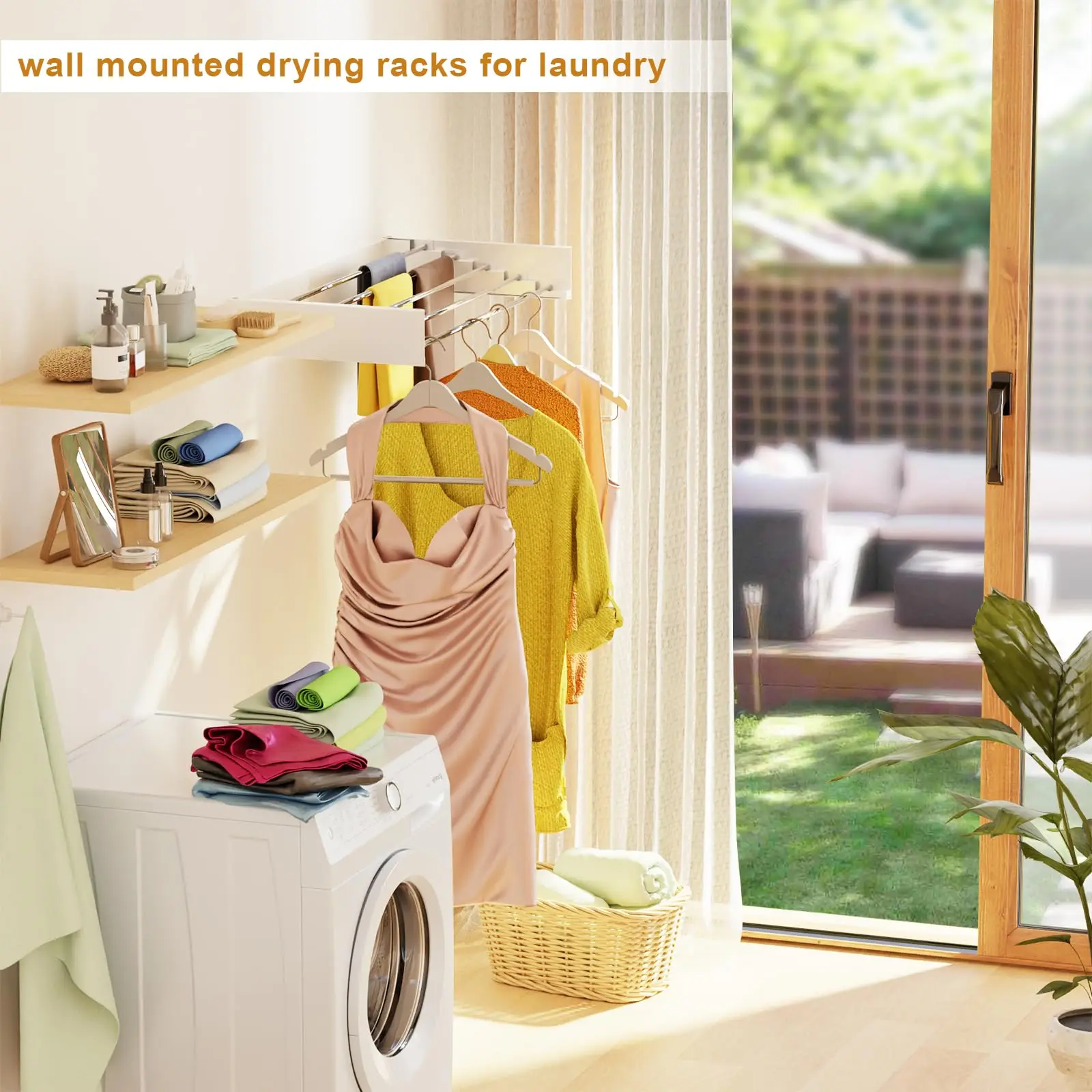 Stainless Steel Laundry Drying Rack, Collapsible Wall Mounted, Space Saving, Clothes Drying Rack, Foldable, 80cm 5