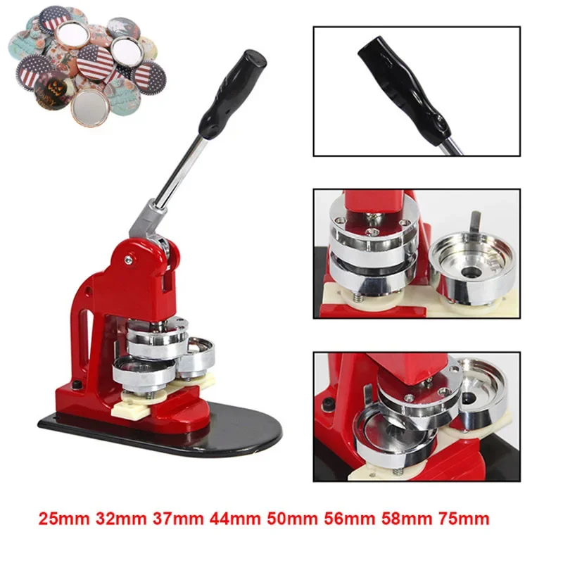 25MM-75MM Button Maker Machine Metal Machine Rate DIY Badges Set Broochs Press Tools with100Pcs Circle Manufacture Button Parts