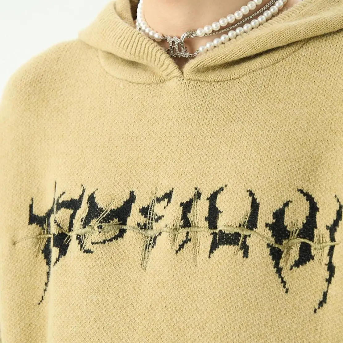 Slouchy hooded sweaters for men in winter American knitwear sweater port vibe small crowd high street lovers sweater trend top turtleneck sweater basic sweater jacquard sweater