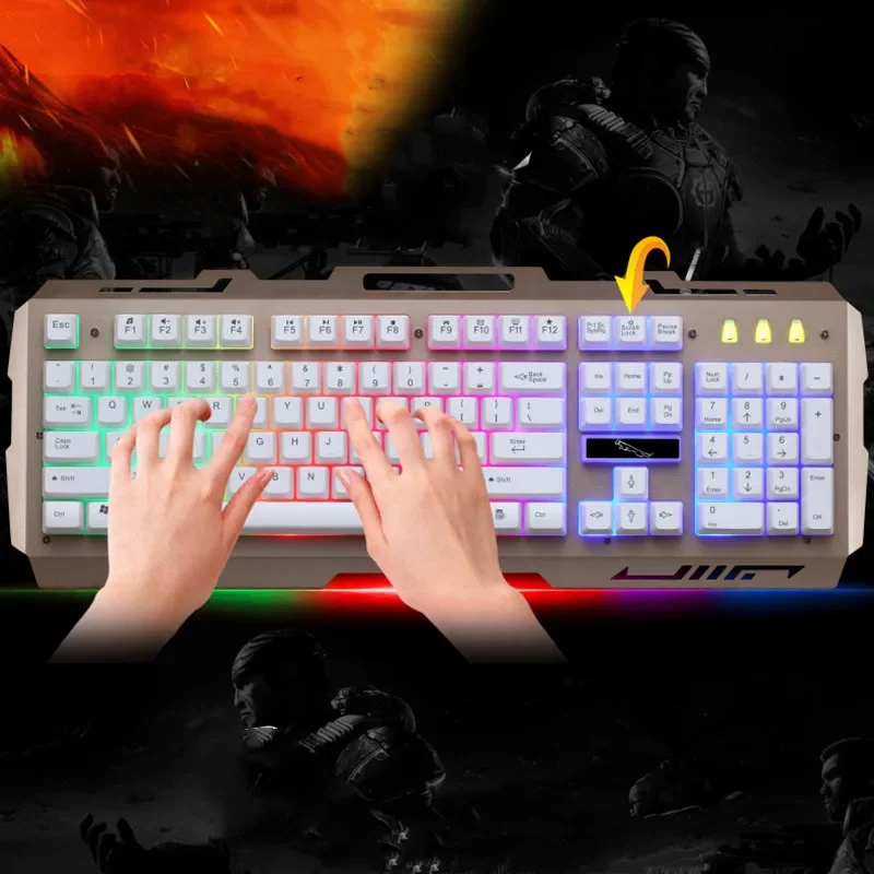 USB Keyboard G700 Waterproof business personality mechanical feel metal glow mobile phone stand gaming keyboard