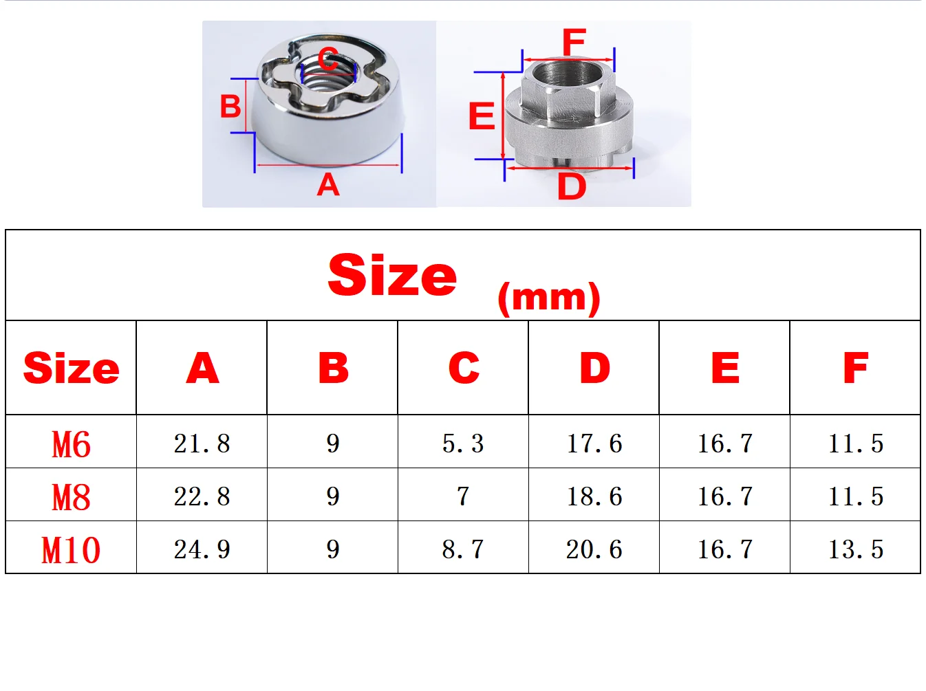 M6 M8 M10 Nut Enhanced Hidden Security Anti Theft Screws Nuts 304Stainless Steel Mountain Bike Awning Car Accessories LED Lights