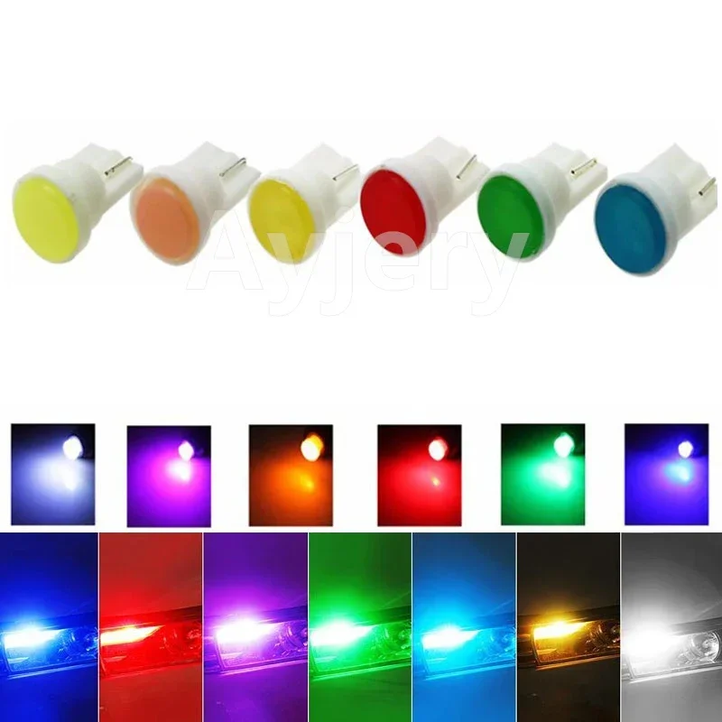 

100pcs T10 COB W5W 3D Side Marker Car LED Bulb 194 168 Auto Wedge License Plate Lamp Dome Lights DC 12V Instrument Lights White