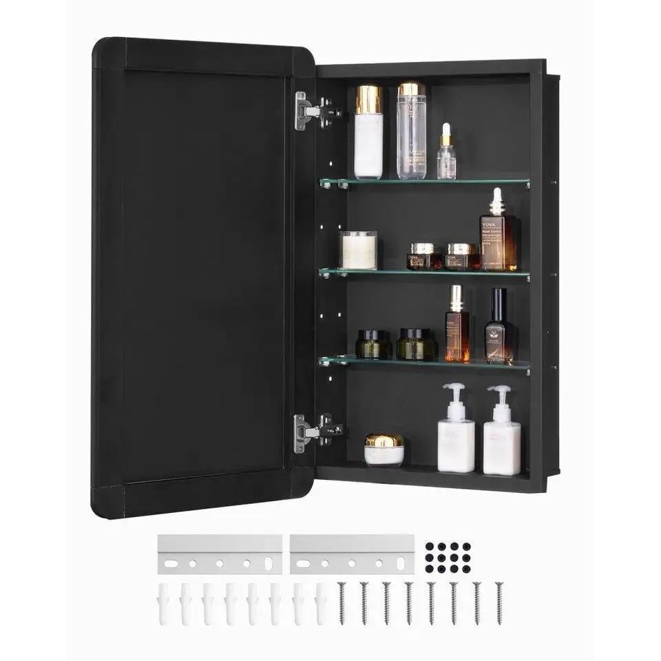 Adjustable Mirror Medicine Cabinet with Storage Shelves