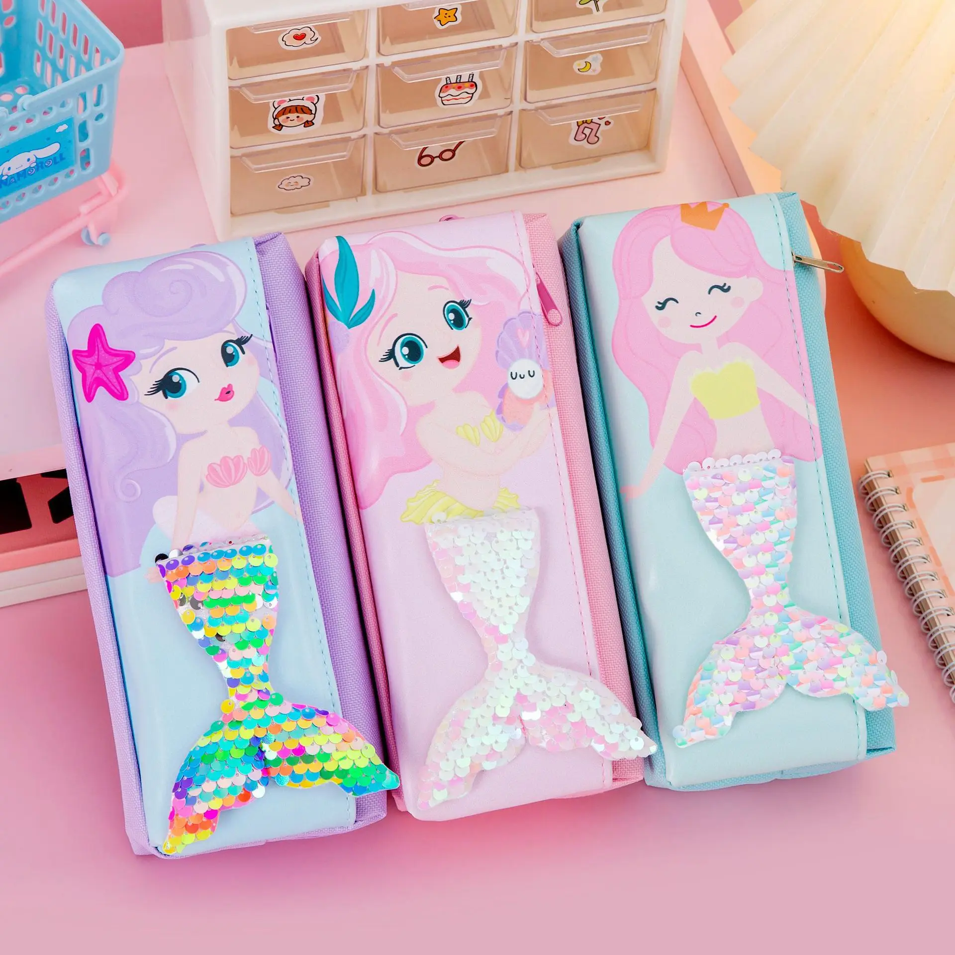 Mermaid Pencil Case Estuche Escolar Pencil case School Supplies Sequins Pencil Pouch Kawaii Stationery Pencil Cases For Girls