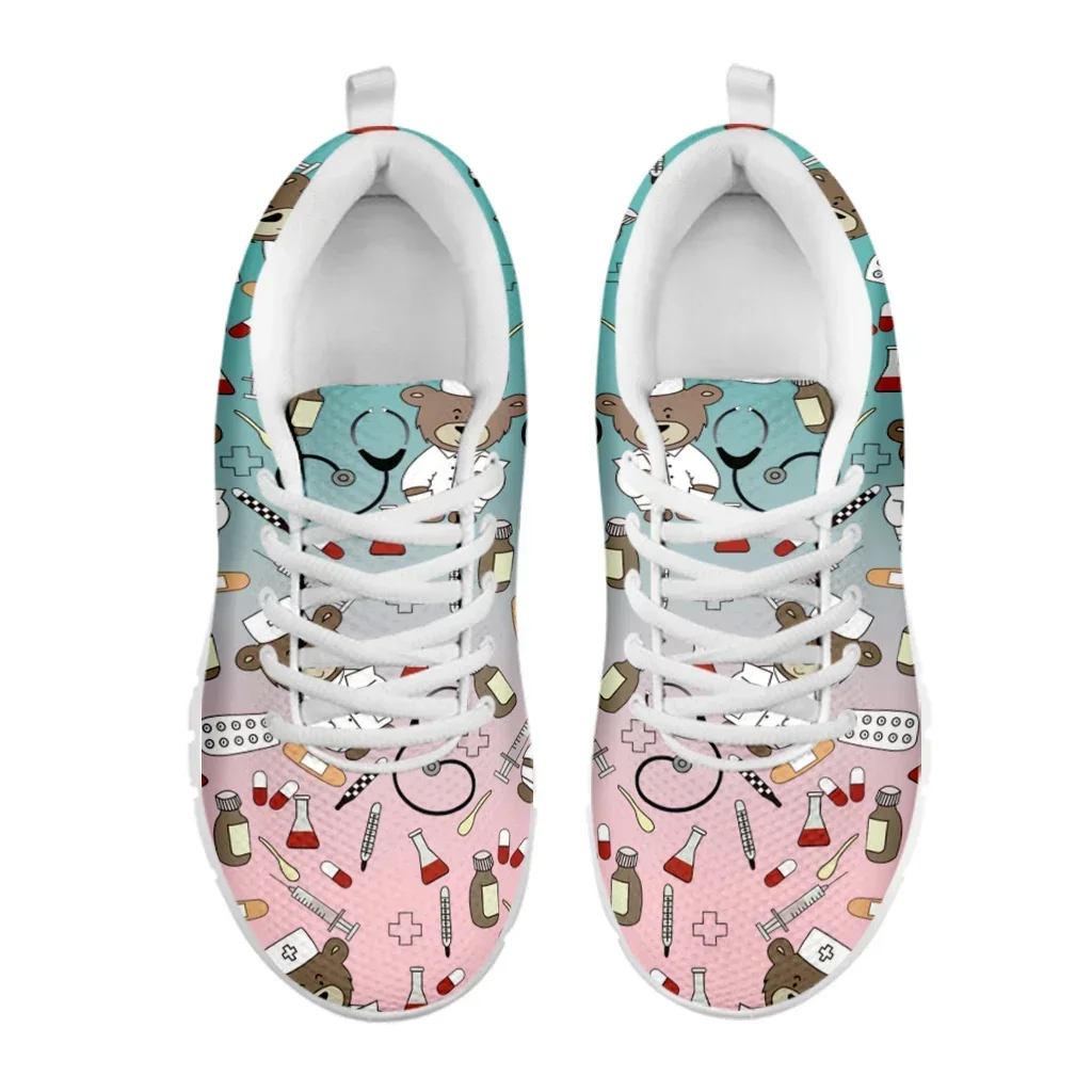 Women's Casual Sneakers Cute Medical Bear Print Flats Woman Cute Gradient Nursing Footwear Females Spring Loafers 5