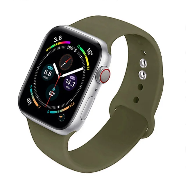 Silicone Strap For Apple Watch Band 44mm 40mm 41mm 38mm 45mm Smartwatch Rubber Sports Watchband Belt Bracelet iWatch 7 6 se 5 4 Khaki-57