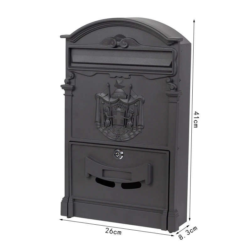 Wall Mounted Mailbox Large Capacity Lockable Vintage Metal For Home Decor
