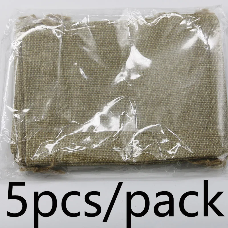 (5 pieces/pack) 13 * 18cm Christmas gift bag set bundling bag Christmas linen bag Christmas gift packaging bag pendant DIY