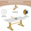 63-Inch Rectangular Dining Table for 4 to 6, Kitchen Tables for Dining Room, Modern Dinner Table with Faux Marble Table Top 6