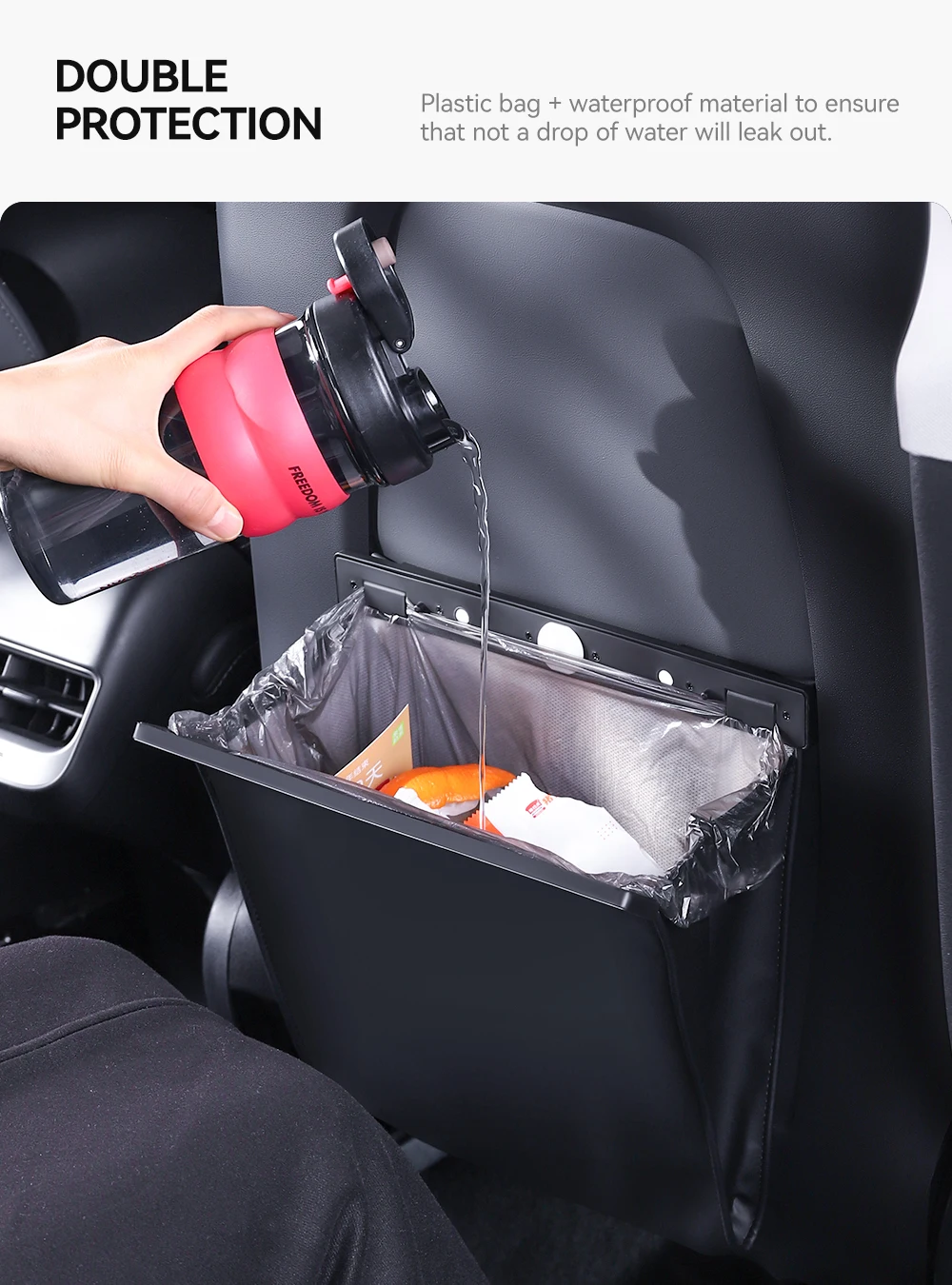 YZ For Tesla Model 3 Y Juniper Car Garbage Bag Waterproof Magnetic Adsorption Trash Can Back Seat Hanging PU Leather Storage Box