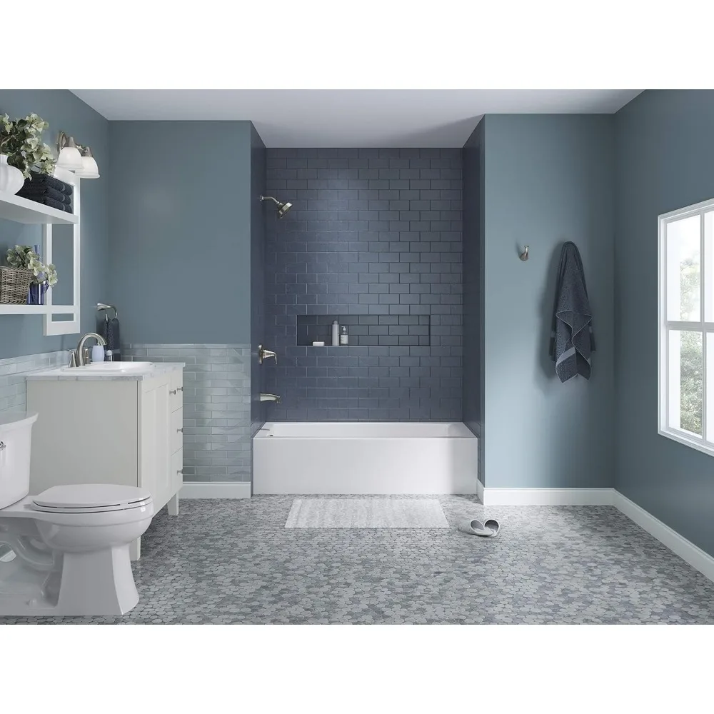 Alcove Bath with Integral Apron, Integral Flange and Left Hand Drain, 60-Inch X 30-Inch White Bathtubs