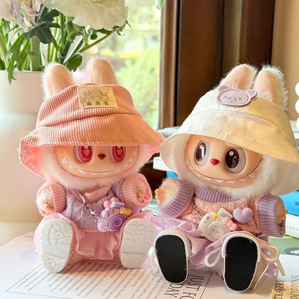 For 17cm Labubu Mini Doll Clothes Labubu Doll Outfit Accessories Tulle JK Skirt Set Love Hoodie Yarn Dress Outfit 3
