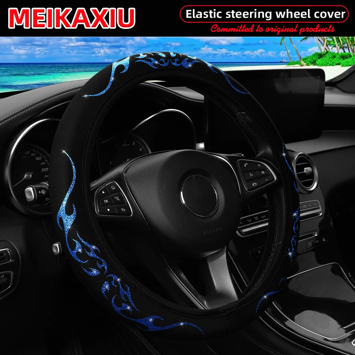 Luxury Flame Totem Leather Car Wheel Cover - Women's Style, 14.5-15 Inch