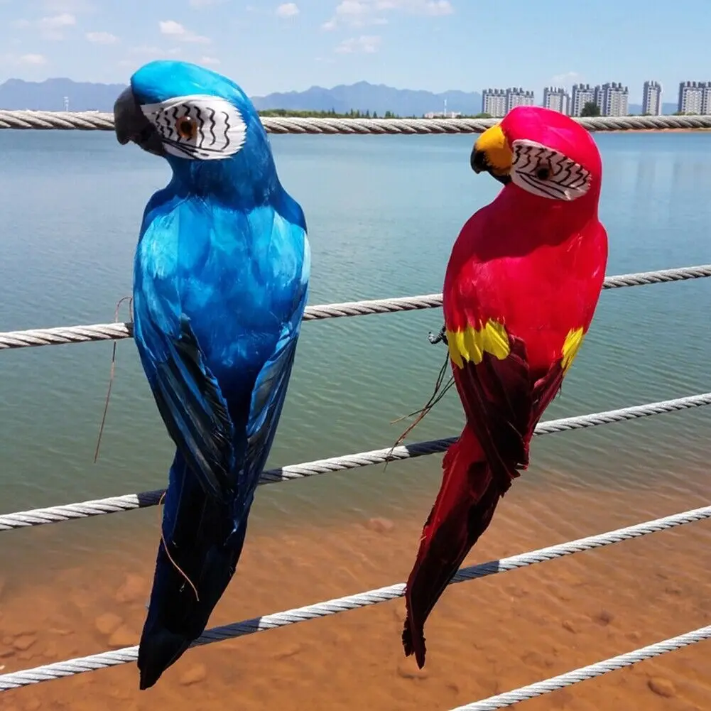 

25cm Simulation Parrot Creative Feather Lawn Figurine Ornament Animal Bird Outdoor Garden Party Prop Decoration Miniature