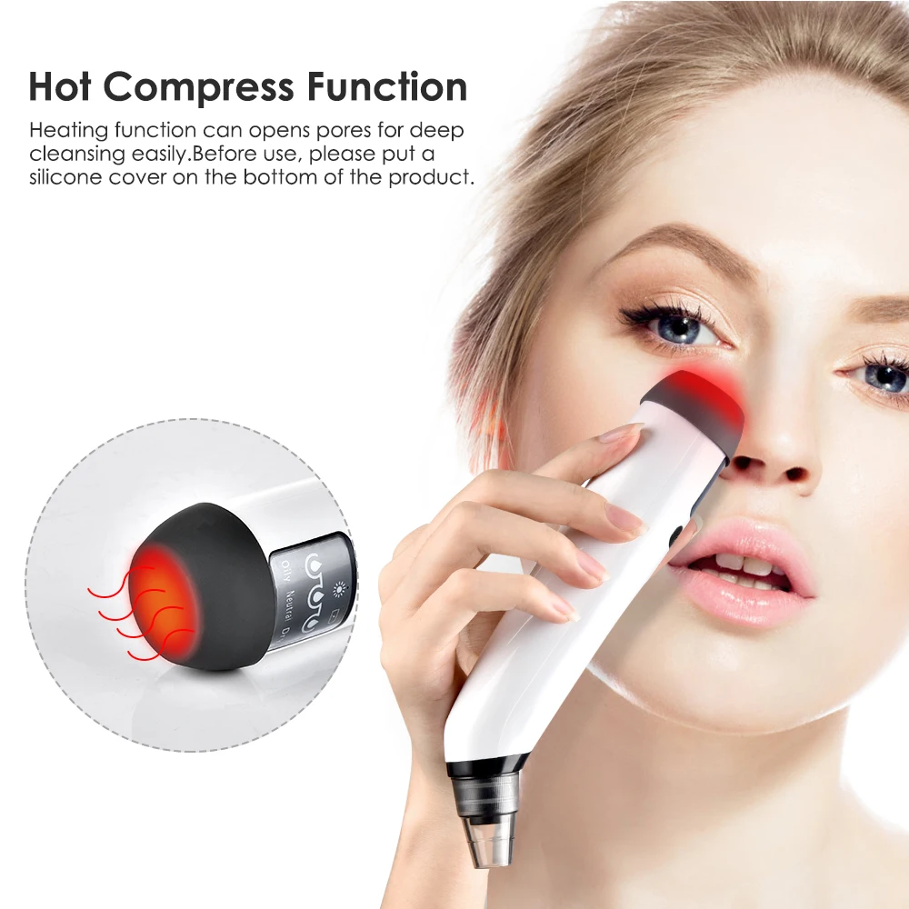 Hot Compress Electric Bubble Blackhead Remover Vacuum Suction Pore Cleaner Facial Tool Deep Clean Acne Pimple Care Extractor 5