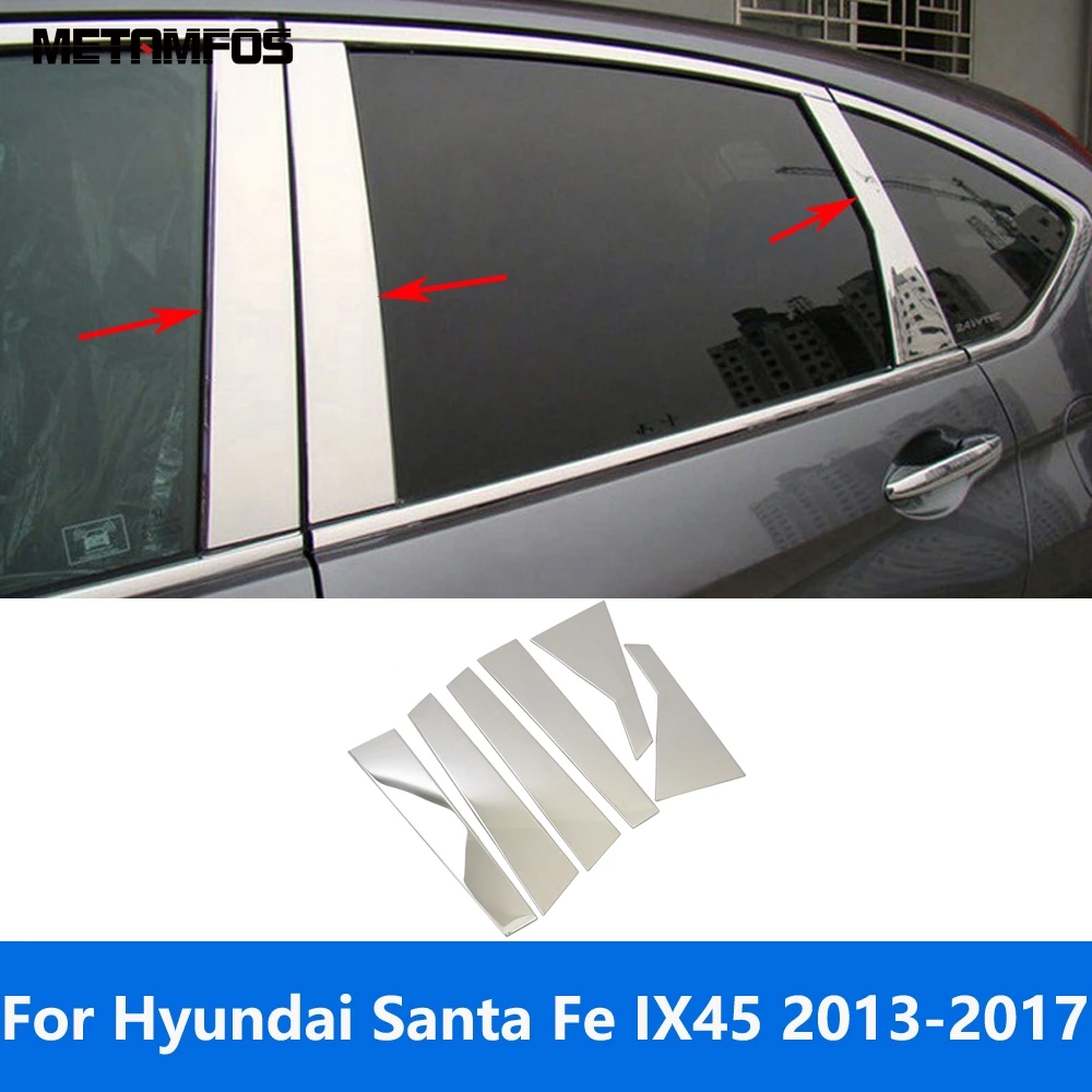 

For Hyundai Santa Fe IX45 2013-2015 2016 2017 Window Center B C Pillar Posts Cover Trim Stainless Steel Exterior Accessories