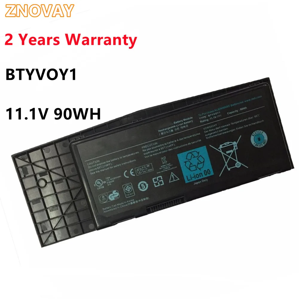 

ZNOVAY New BTYVOY1 11.1V 90Wh Laptop Battery for Dell Alienware M17x R3 R4 TYPE C0C5M 318-0397 BTYVOY1