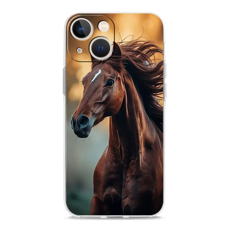 Elegant Horse Design Clear Phone Case Cover