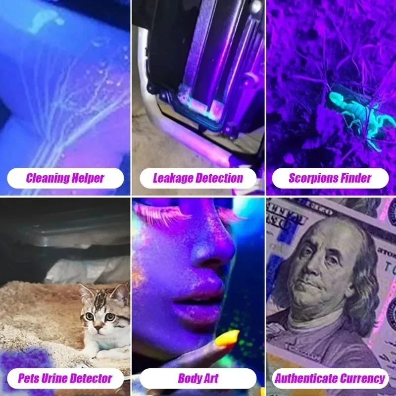 395nm UV 손전등 Zoomable Blacklight USB 충전식 자외선 애완 동물 소변 감지 경화 조명을위한 자외선 손전등