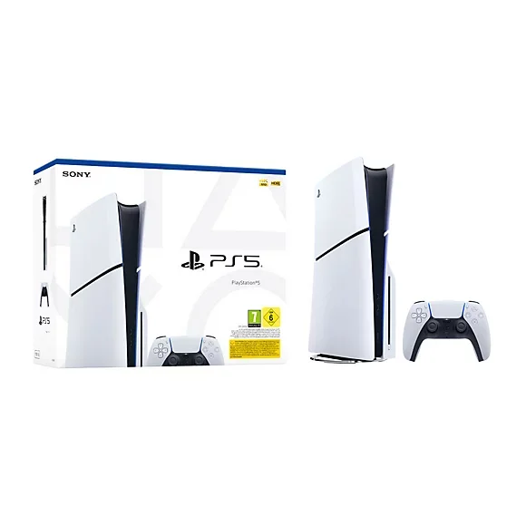 Playstation 5 Slim (Chasis E) 1TB Console, features SSD storage for instant loading, supports 4K gaming and Ray Tracing, with advanced audio technology, ideal for immersive gaming experiences.
