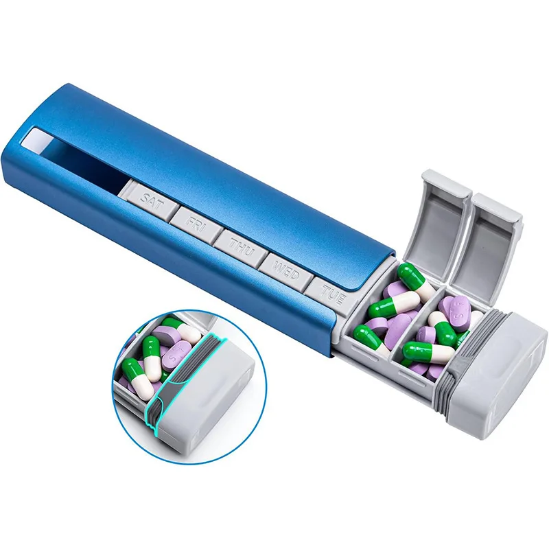 Premium Aluminum 7-Day Pill Organizer - Durable & Portable Medication Holder