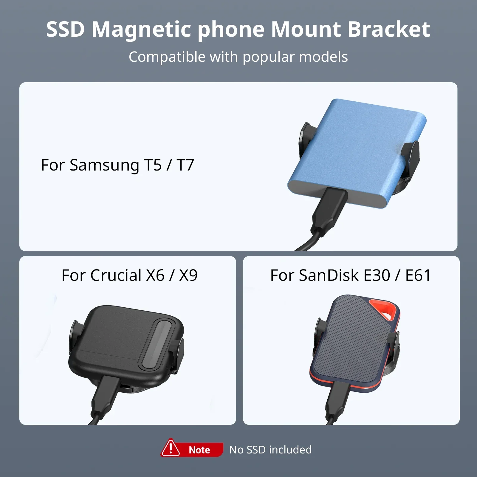SmallRig Magnetic SSD Holder for MagSafe, Attachable Phone Clamp for External SS