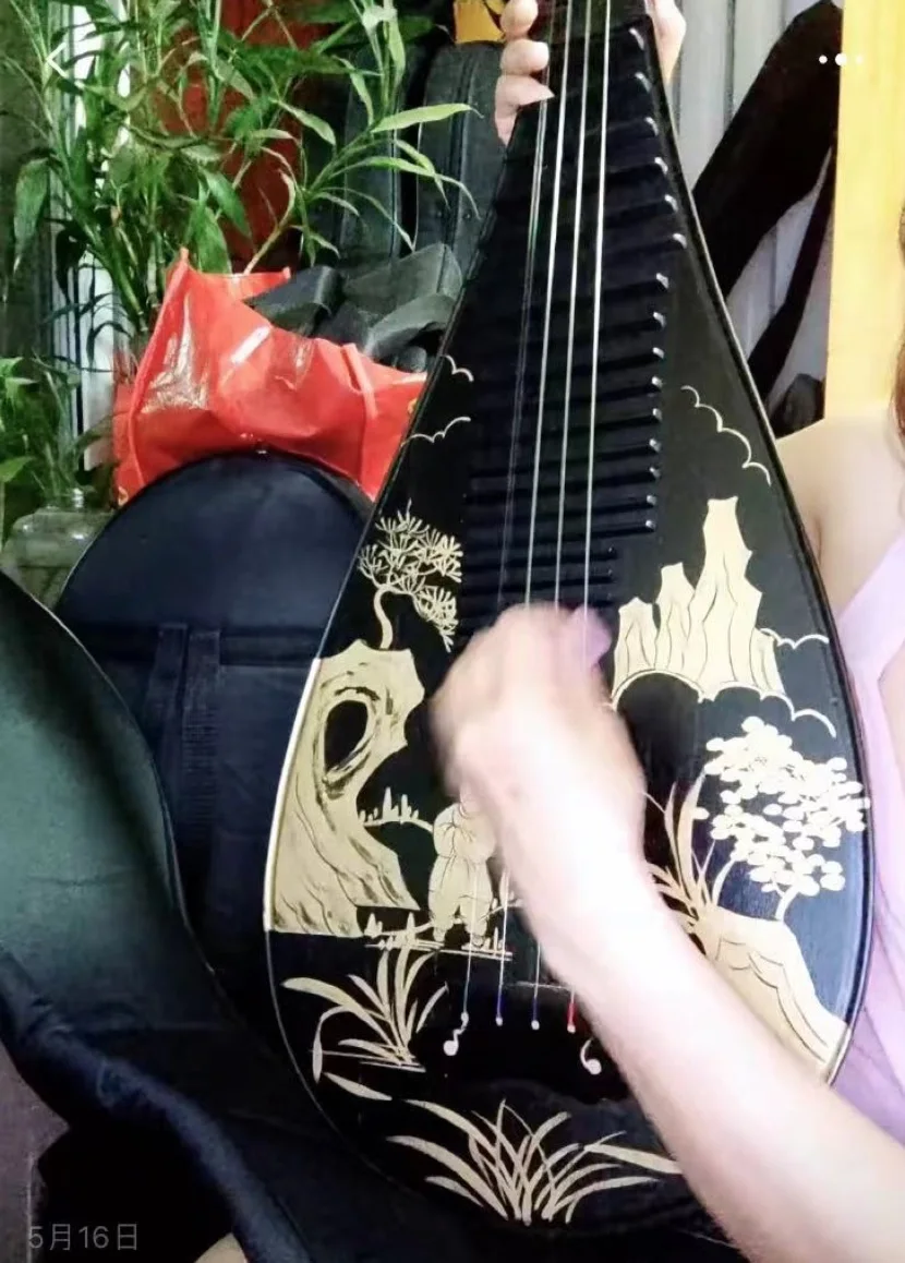 Pipa Handmade Painting black Can be played and decorated homes Chinese string instruments