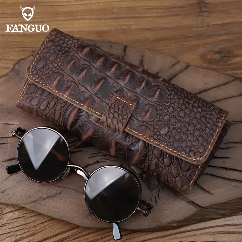 TRANKIELO® Luxe Lederen Brillenkoker Hardcase Draagbare En Duurzame Brillendoos Voor Mannen Vrouwen Veilige Zonnebrillenkoker Met Magnetische Gesp 2168304037