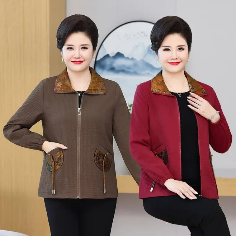 여성스러운 엄마 가을 컬렉션 재킷, 60 세 이상 중년 노인을 위한 얇은 가디건, 용수철 가을 스타일