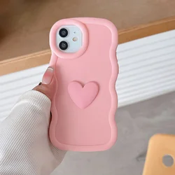 Charming 3D Heart Silicone Shockproof Phone Case - Candy Cover - iPhone 14 (Pink)