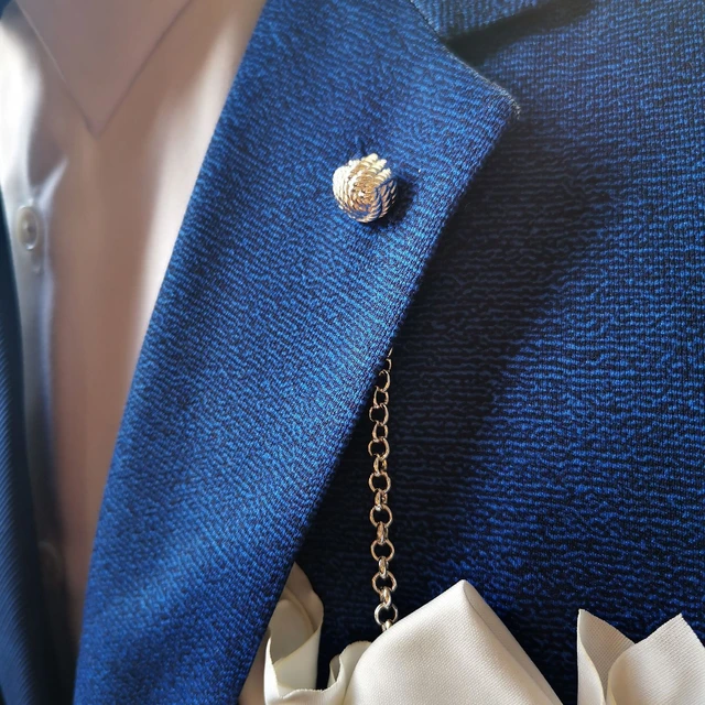 Suit Lapel Chain Silk VVCome Men's Metal Knot Lapel Chain For Suit