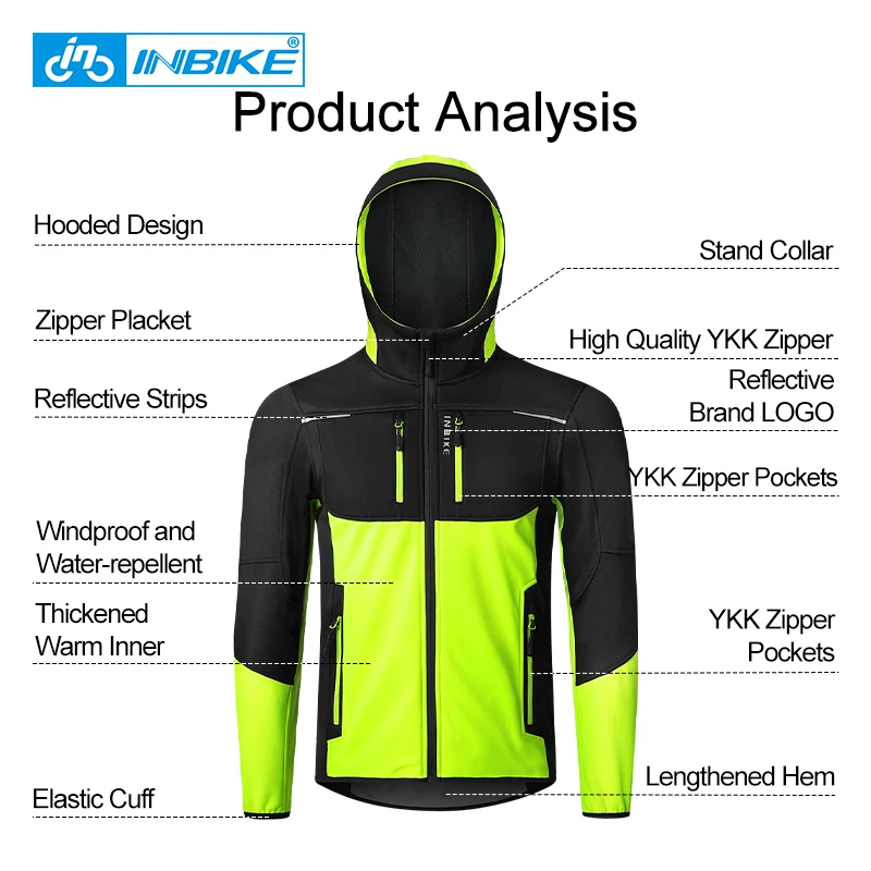 INBIKE Winter Men's Windbreaker Jacket Warm Polar Fleece Cycling Jackets With Pockets Waterproof Bicycle Jacket Clothing For Men 4
