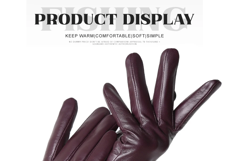 Gants en peau de mouton pour femmes, hiver chaud plus velours court et mince écran tactile couleur de conduite gants en cuir pour femmes de haute qualité-2081